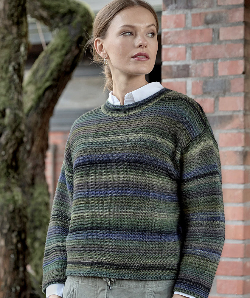 Sixty Seven Boutique™ Marled Stripe Blue and Green Pullover
