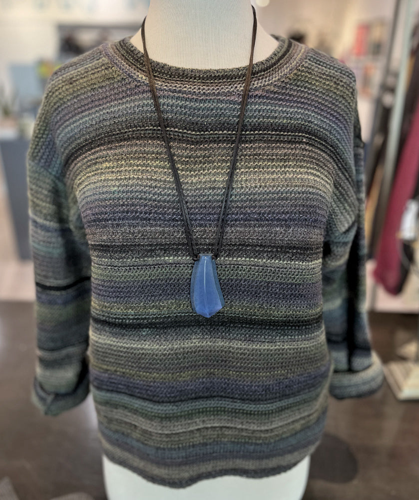 Sixty Seven Boutique™ Marled Stripe Blue and Green Pullover