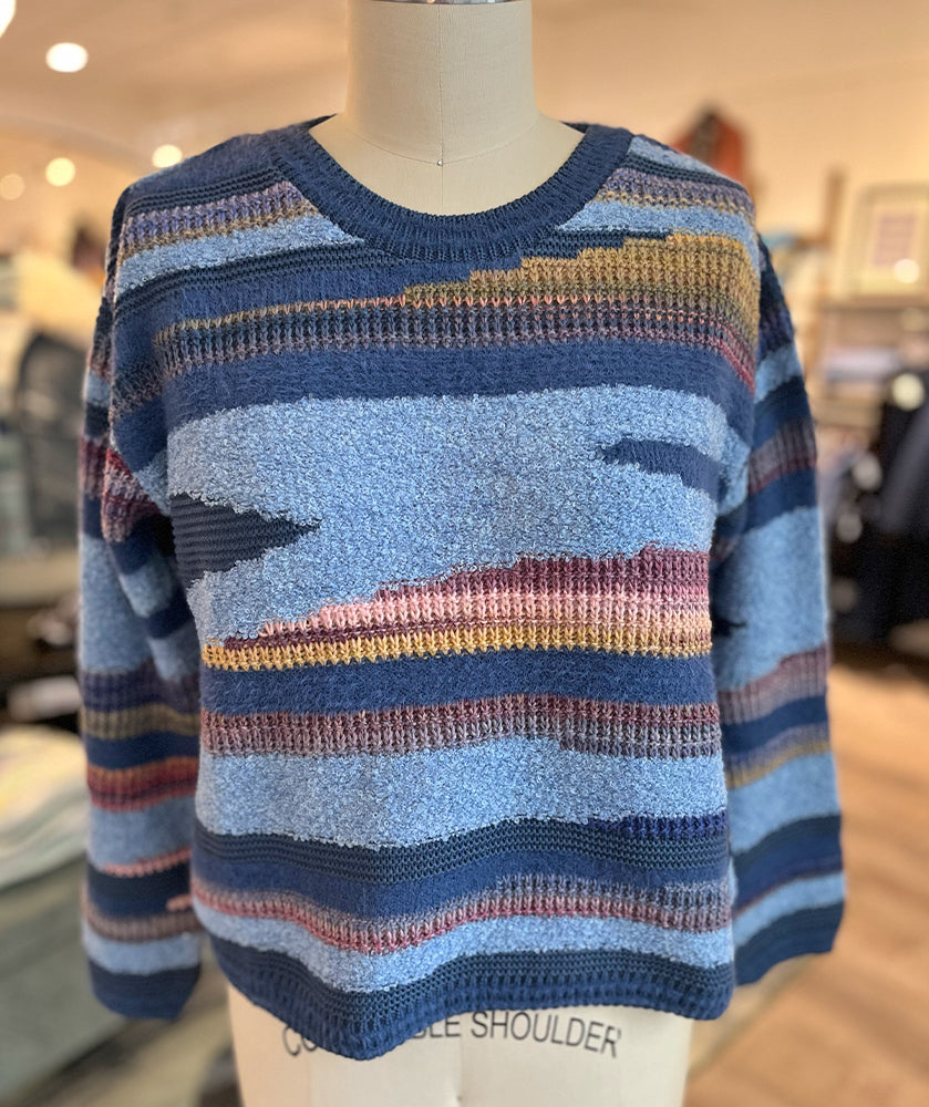 Sixty Seven Boutique™ Zig Stripe Pullover Blue Mix