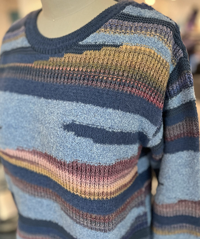 Sixty Seven Boutique™ Zig Stripe Pullover Blue Mix